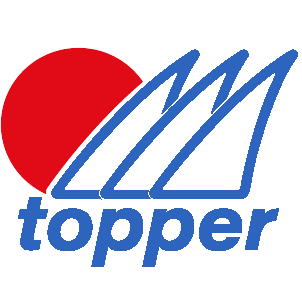 Proudly representing the spirit of youth sailing, the Topper logo stands for competition, community, and excellence on the water. Topper Ireland logo featuring a stylised red and blue Topper sail emblem with the words "Topper Ireland" representing the national youth sailing class.